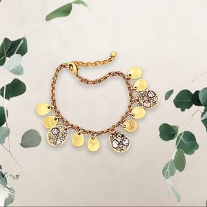 Gold Bracelet with White Charm Crystals